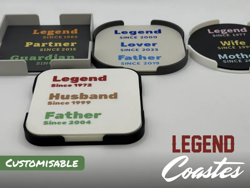 Legend Customisable Coasters with optional Trays