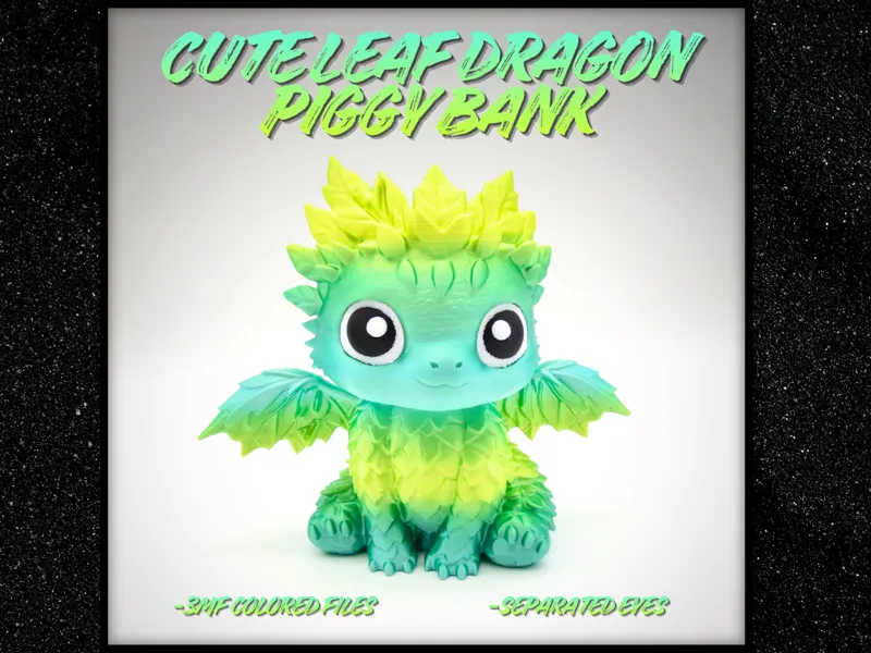 Cute Leaf Dragon Piggy Bank - separated Eyes