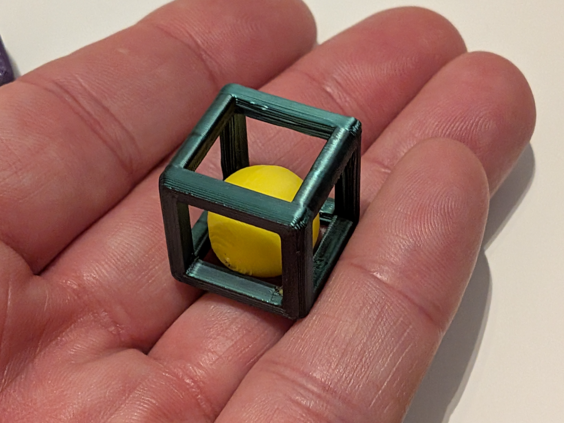 Hollow Cube with ball and diamond. 19 mins, 2.9g
