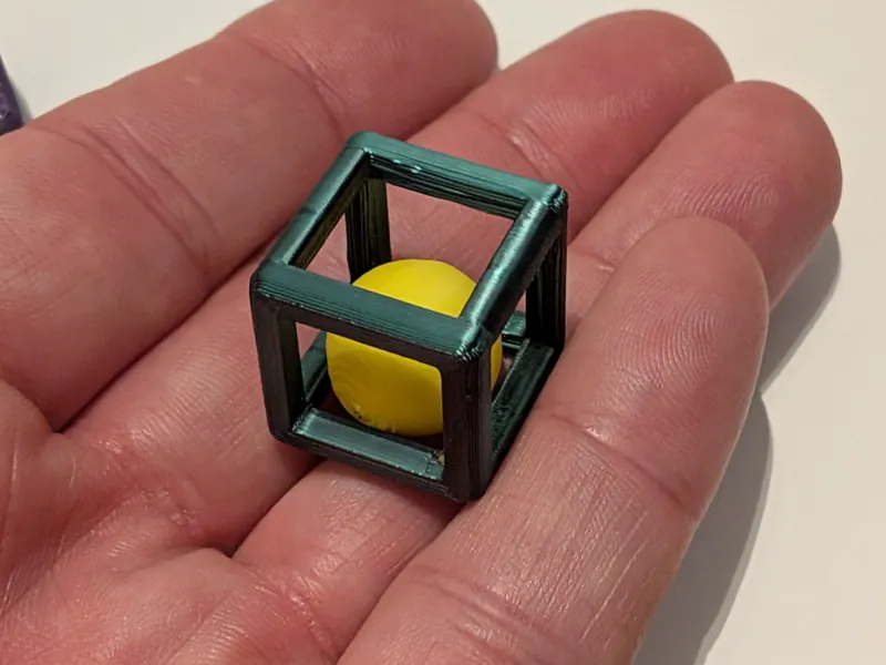 Hollow Cube with ball and diamond. 19 mins, 2.9g