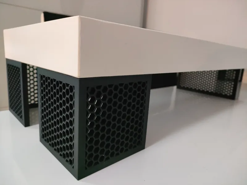 Desk stand under monitor with ikea lack shelf