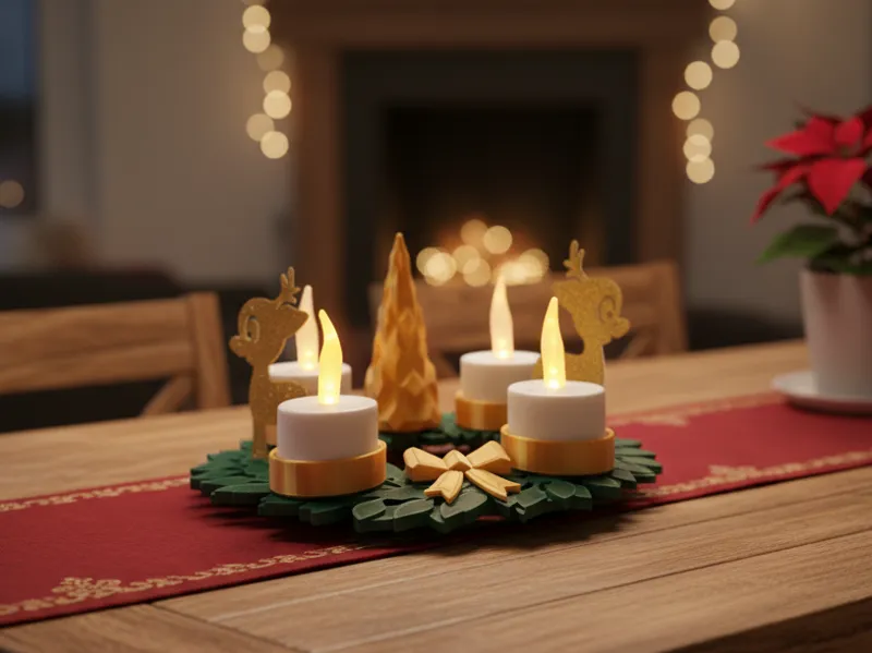 Golden Christmas Candle Wreath