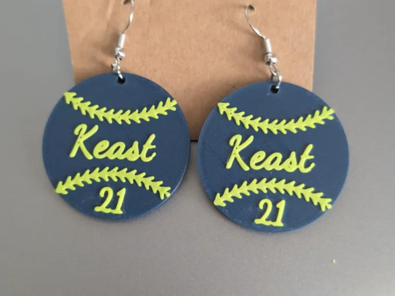 Baseball name and number earrings