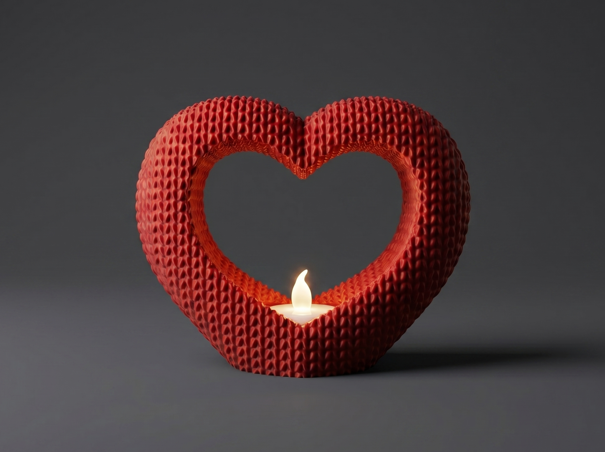 Porta-Velas de Coração Tricotado – Dia das Mães
