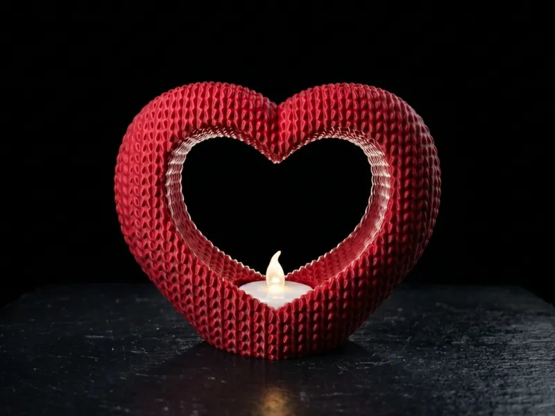 Knitted Heart Tealight Holder