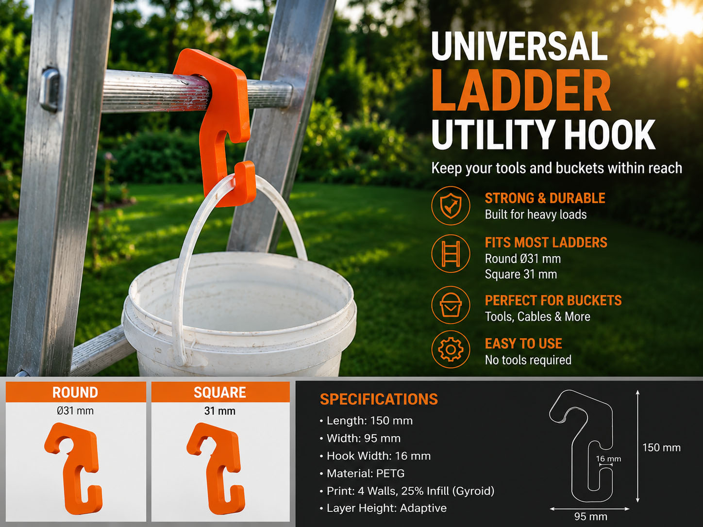 Universal Ladder Utility Hook