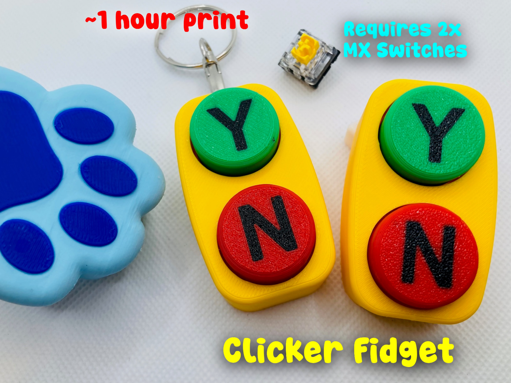Bluey Yes No Clicker Button Fidget (~1 hour print)
