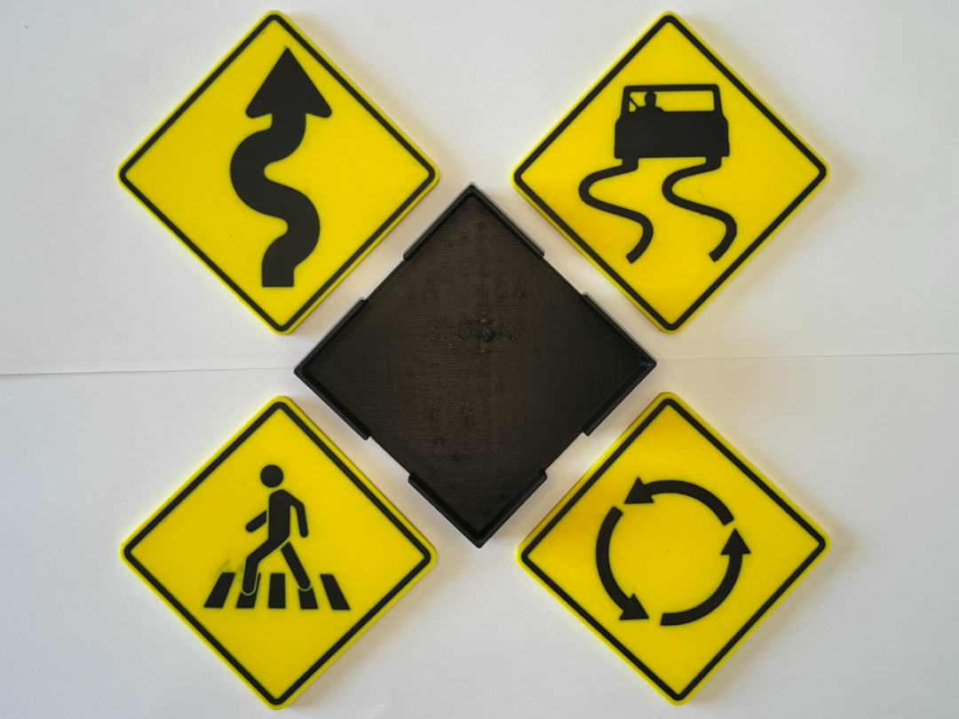 Road Sign Coaster Set - Warning Series