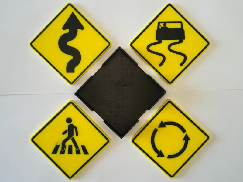 Road Sign Coaster Set - Warning Series