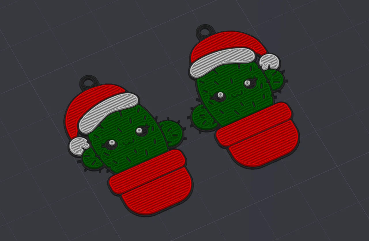 Kawaii Christmas Cactus Earrings view 2