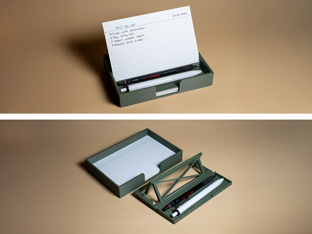 A6 Note Card & Pen Desk Organizer | NotePad Caddy