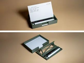 A6 Note Card & Pen Desk Organizer | NotePad Caddy