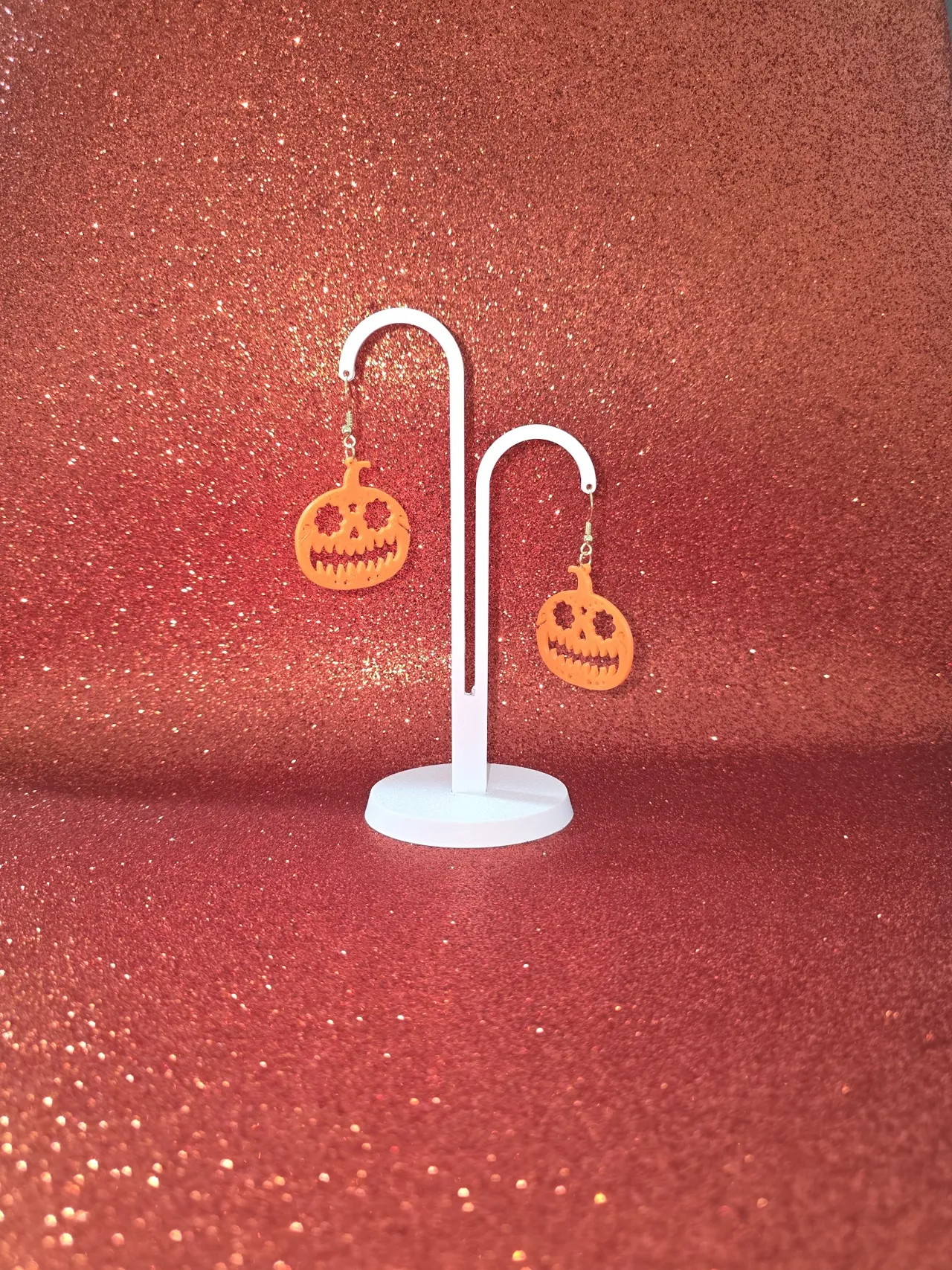 Calavera pumpkin earrings view 3