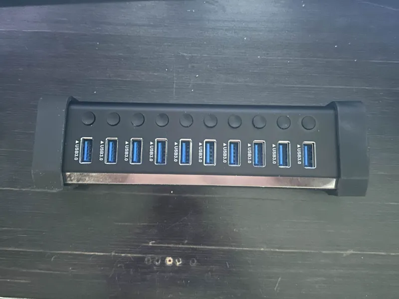 10 port USB hub aluminum profile mount