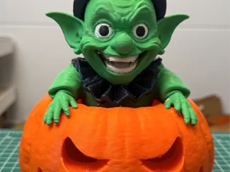 Goblin in pumpkin lantern
