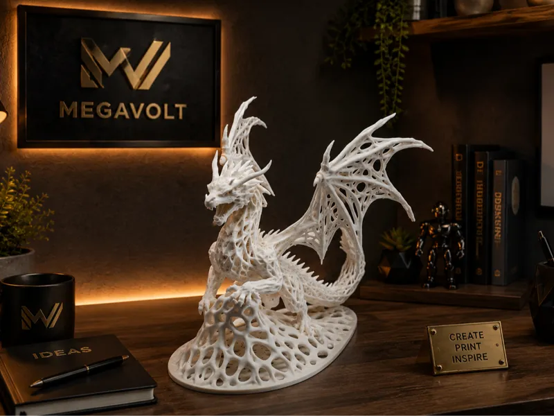 Mystischer Organik-Drache – Filigrane 3D-Kunst