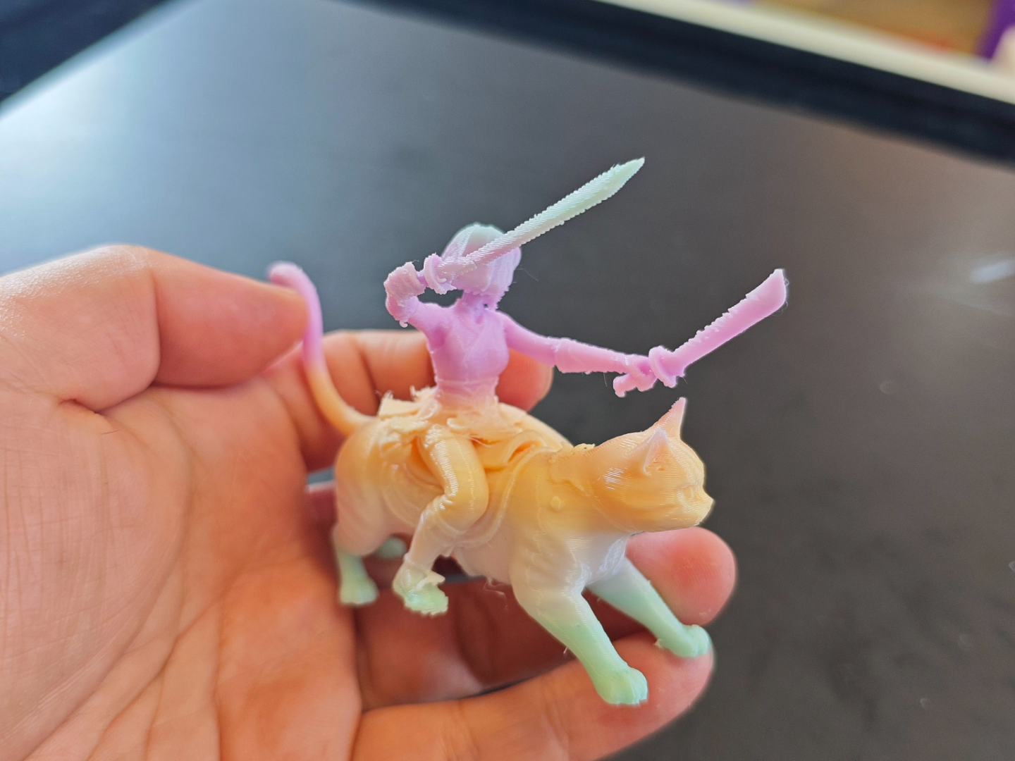 骑猫  拿大刀 一体打印 摆件   简单好打  新手必打 玩具 