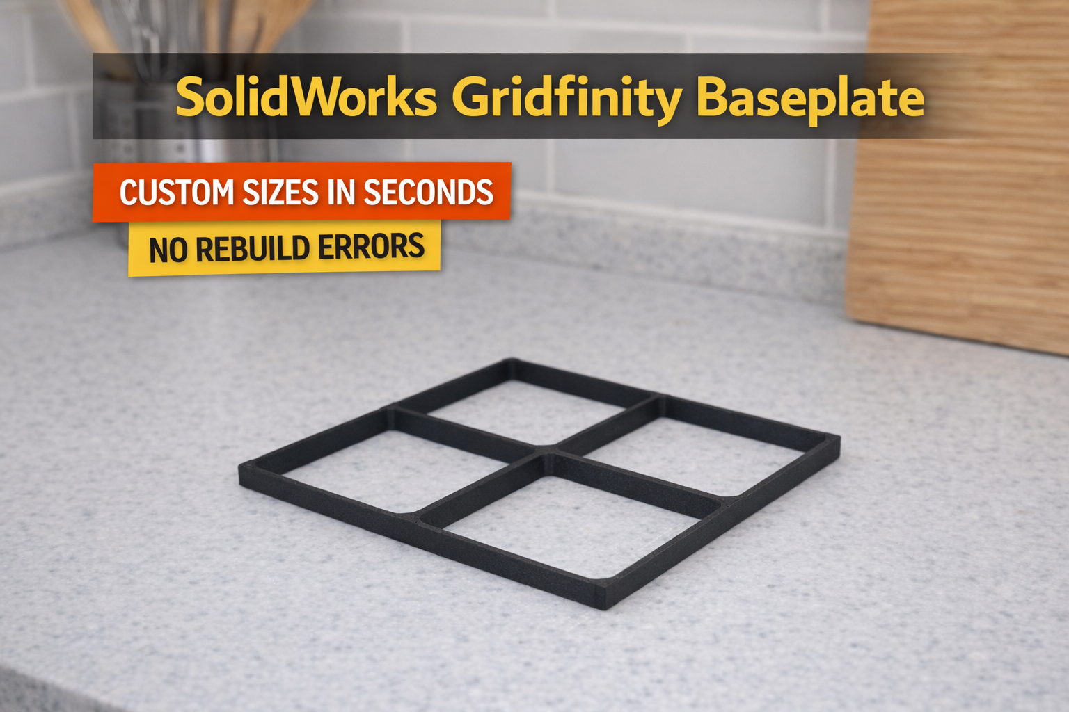 Miniatura 2 do modelo 3D SolidWorks Gridfinity Base - Error-Free Parametric