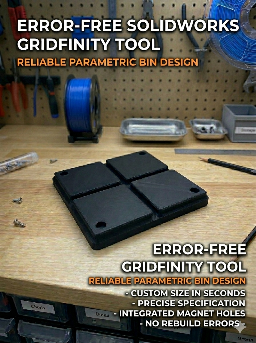Miniatura 3 do modelo 3D SolidWorks Gridfinity Base - Error-Free Parametric