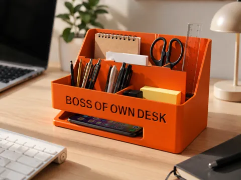 Organizador: Desk organizer "BOSS OF OWN DESK" — referencia de MakerWorld