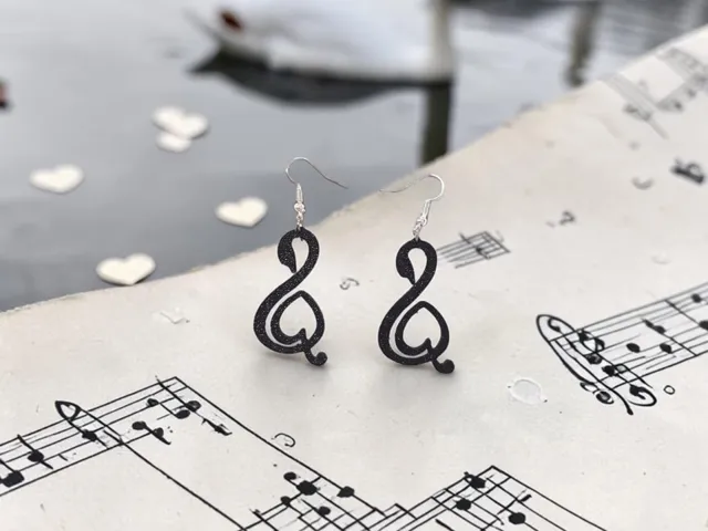 Swan music heart earrings