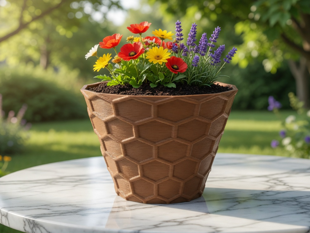 Geometric Hexagonal Pattern Decorative Flower Pot