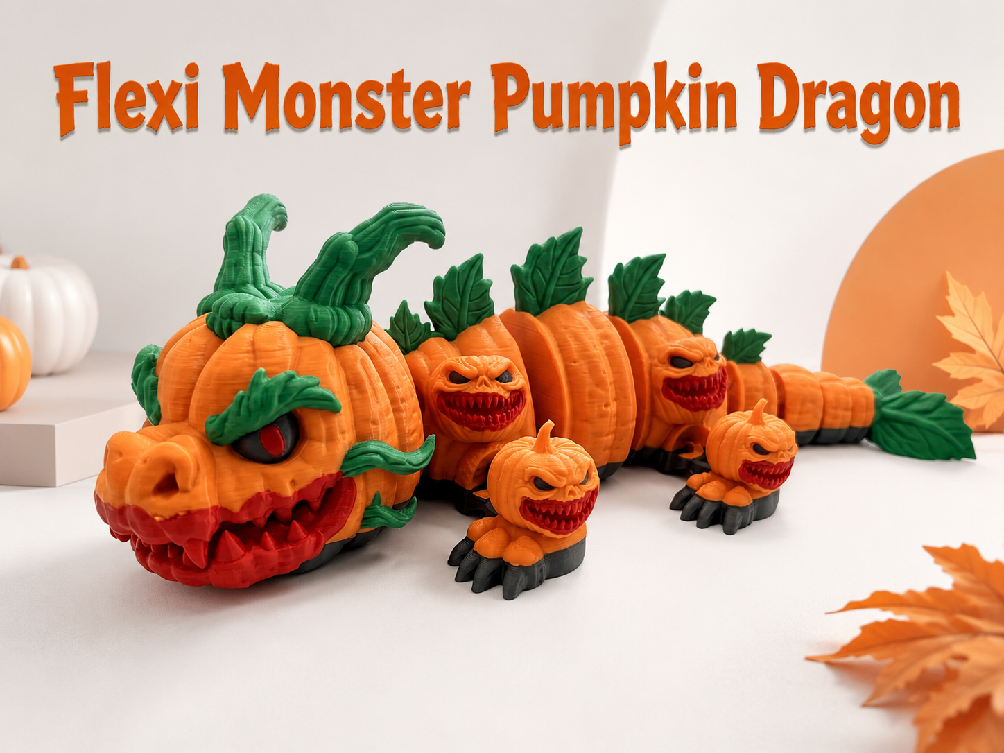 Flexi Monster Pumpkin Dragon – Halloween Dragon 3D model