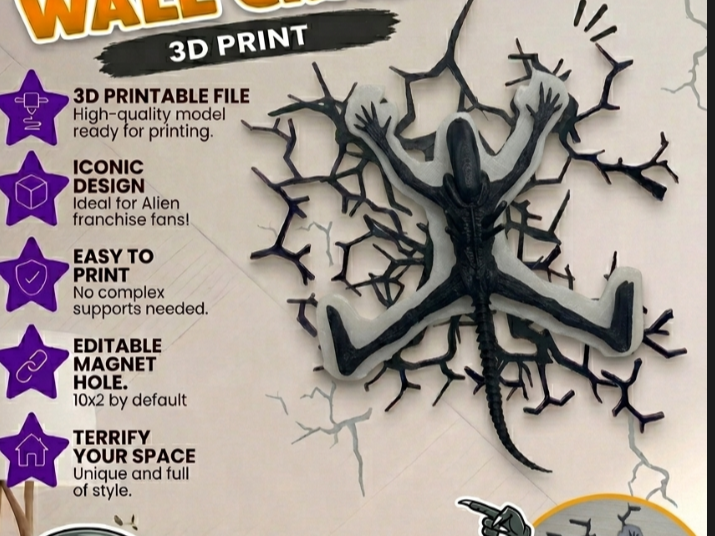 WHO CRASHED XENOMORPH? STICKER MAGENT WALL DECOR