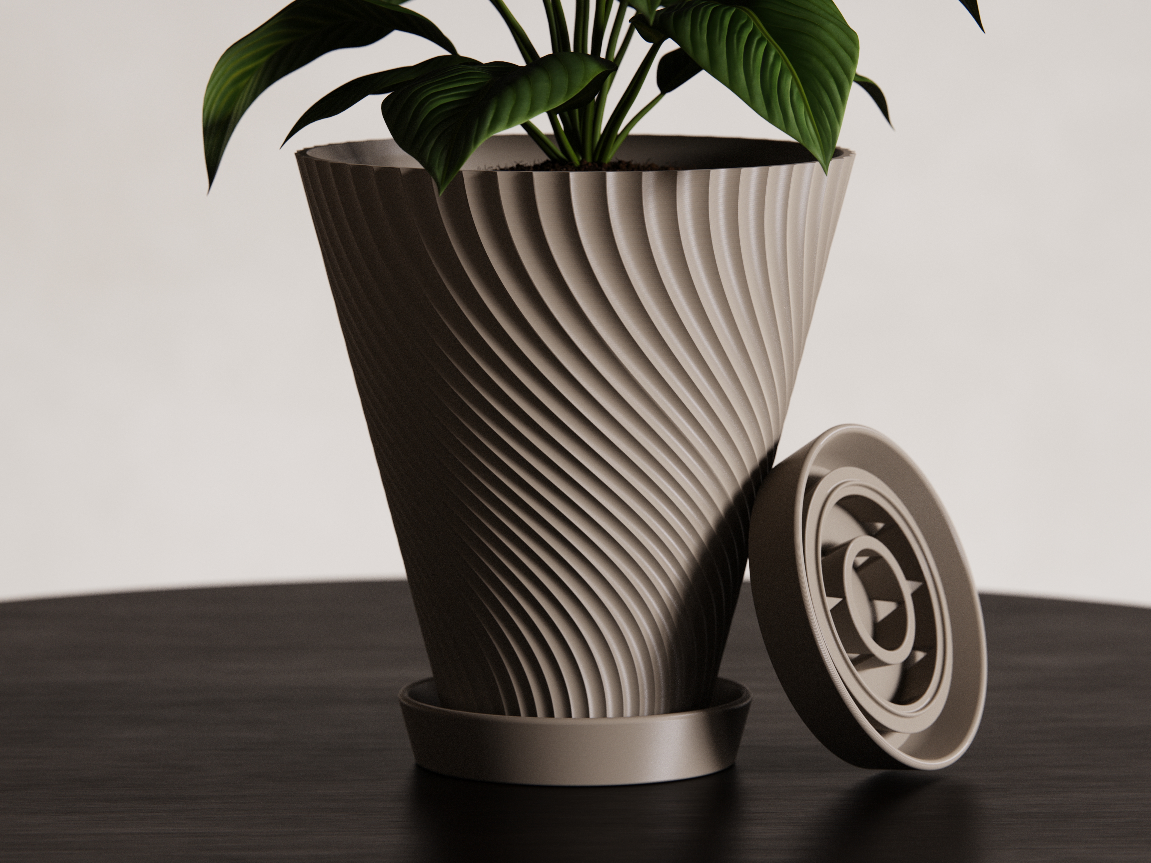 Scandi-Style Quilt Flower Pot with Drainage Tray - 1