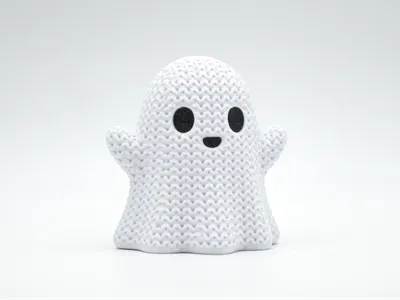 Fantasma fofo com textura de tricô