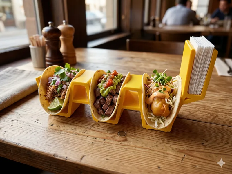 SUPORTE PARA TACOS COM PAPELEIRO