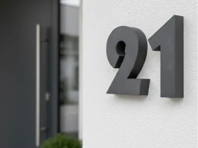 Modern House Numbers 1 + 2 with Hidden Mounting