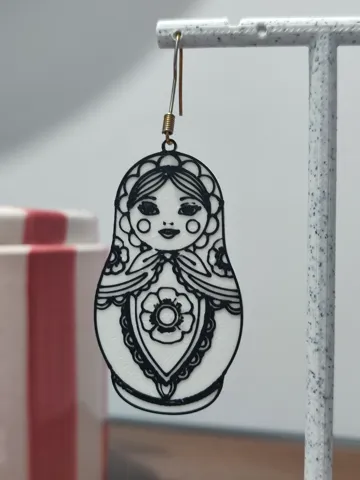 Pendientes: Aretes Matryoshka Noir Élégance — vista de referencia 2