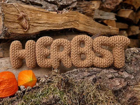 Modelo para impresión 3D: Herbst gestrickt - Schriftzug — referencia de MakerWorld