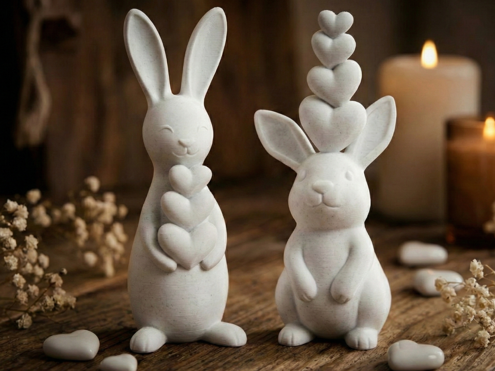 Heart Bunny Duo ♡ - Minimalist Easter Decor
