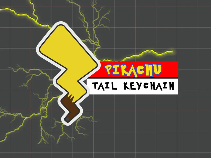 Pikachu Tail Keychain - Pokemon Multicolor Print