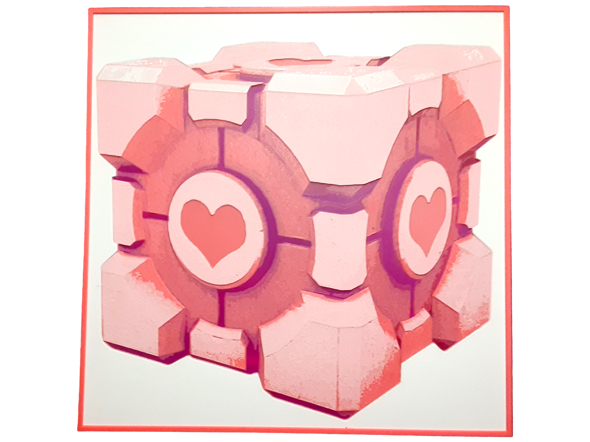 Portal Weighted Companion Cube Hueforge Pink