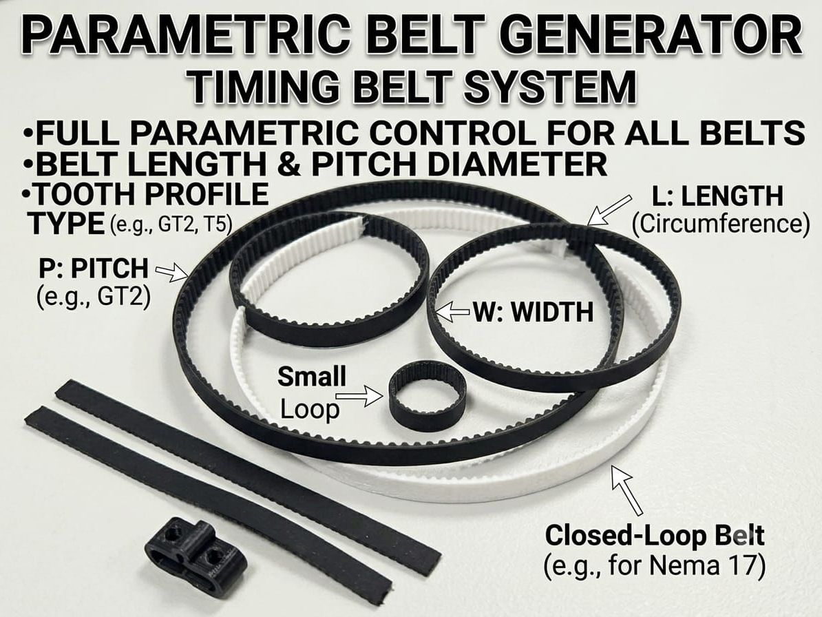 Parametric Belt Generator (GT2, XL, HTD, T5) 