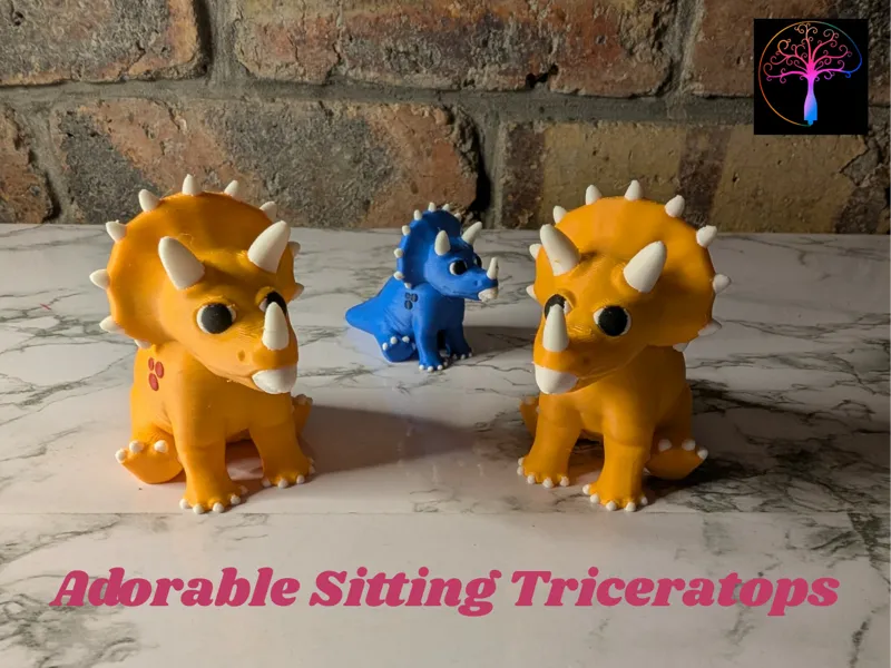 Adorable Sitting Triceratops - Cute Dino