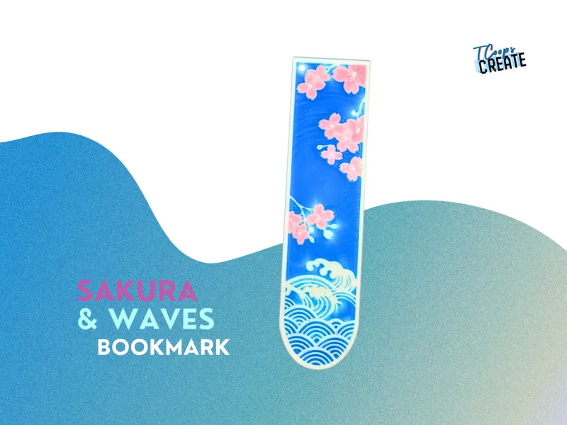 Japanese Art-Inspired Bookmark – Sakura & Wave