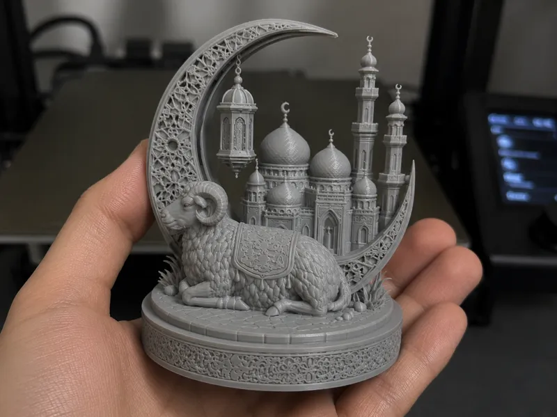 Eid al-Adha Mosque Crescent Moon Diorama 3D Art