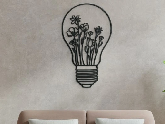 3D Wall Sticker Flowers in Light Bulb