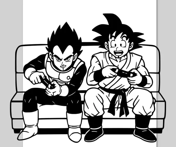 Goku et Vegeta au jeu vidéo — déco murale