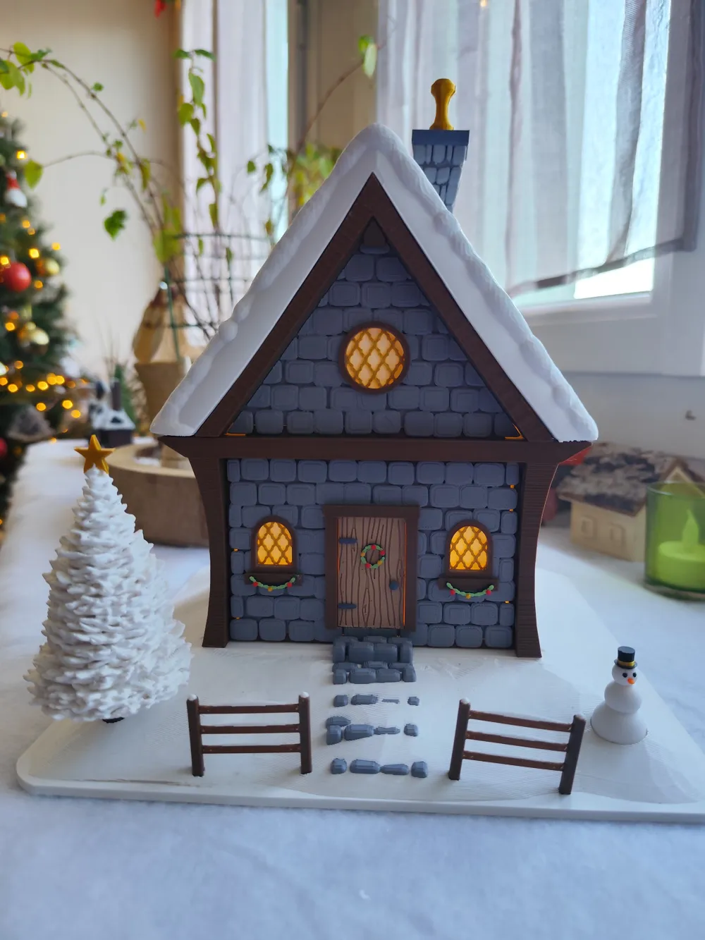 Dekoratif Noel Evi Süsleri Özel Tasarım Ahşap Dekoratif Biblo Koleksiyonluk Hediye