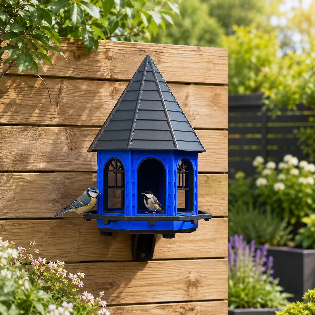 Classic bird feeder, octagonal house. view 2