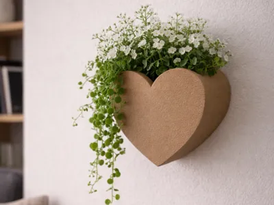 Heart Wall Planter, Fuzzy Skin Design