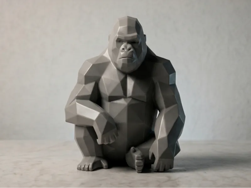 Gorille Low-Poly – Figurine décorative moderne