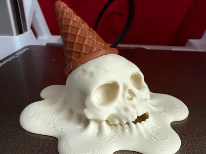 Melted skull ice cream