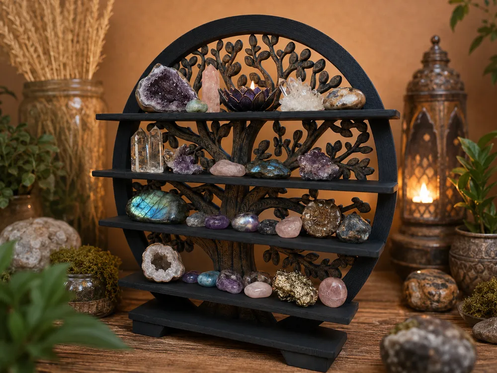 Soporte: Baum des Lebens – dekoratives Standregal. Referencia del modelo original.