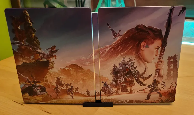 Steelbook Holder/Stand Full View open 75° angle